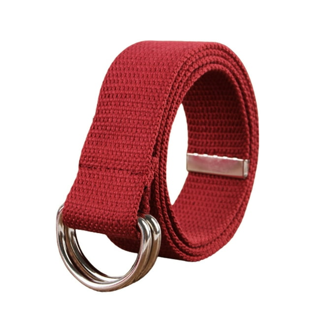 Canvas Metal Waist Belt Replacement Unfading Trimmable Adjustable Exquisite Easy Matching Anti-rust Dual Ring Adjustable Jeans Shorts Belts Jujube Red