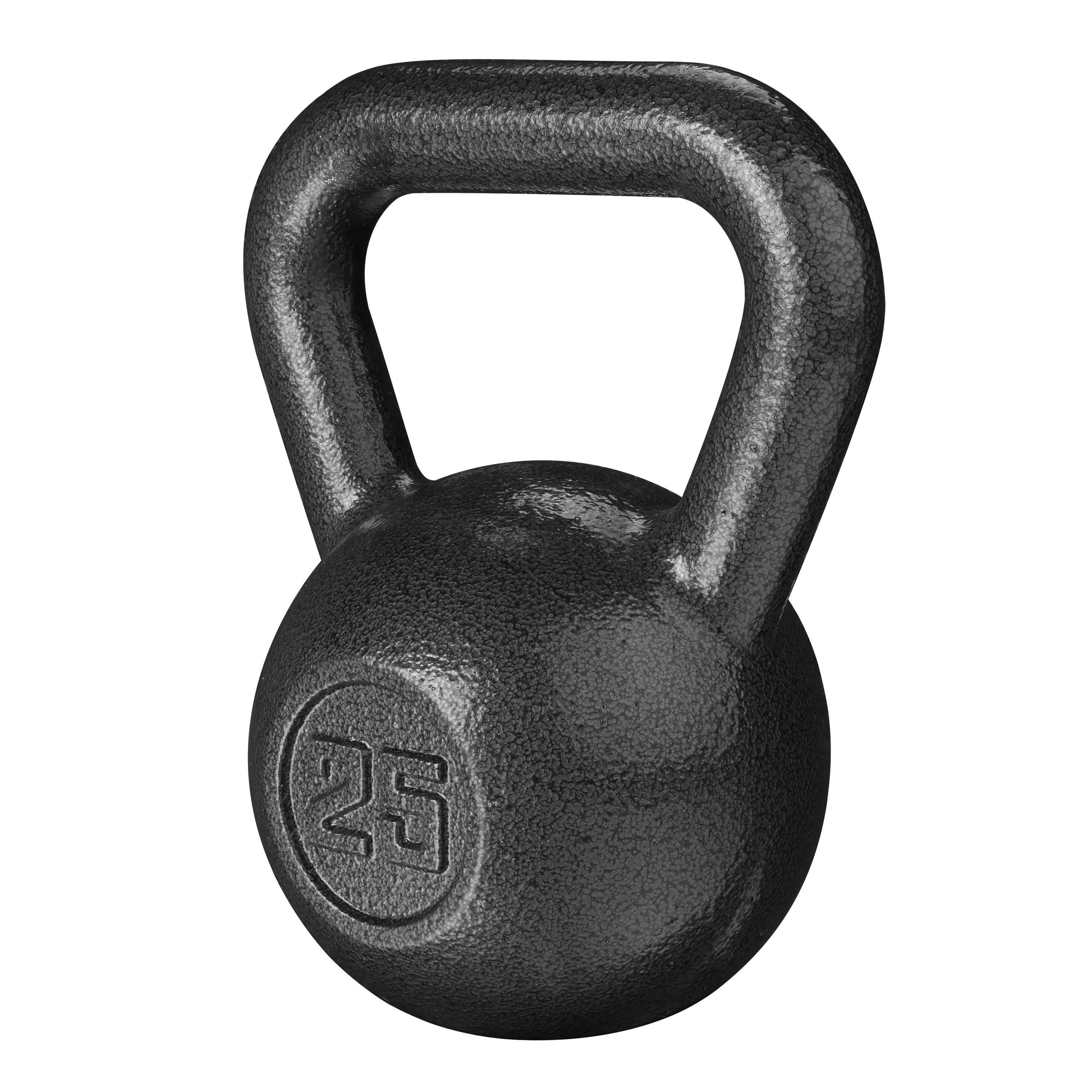 Athletic Works 25lb Kettlebell, Casting Iron, Durable Black Hammertone