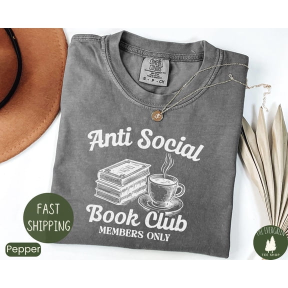 Velto Anti Social Book Club Reading Bookish Literature Lover T-Shirt Graphic Fullsize S-5XL Shirt