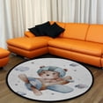 thumbnail image 4 of Coolnut Round Rugs for Living Room, Cute Animal Flying On Airplane Non-Slip Coral Velvet Long Runner Rugs, Washable Water Absorbent Mat Carpet for Bedroom Kitchen Kids Room, 4 of 6