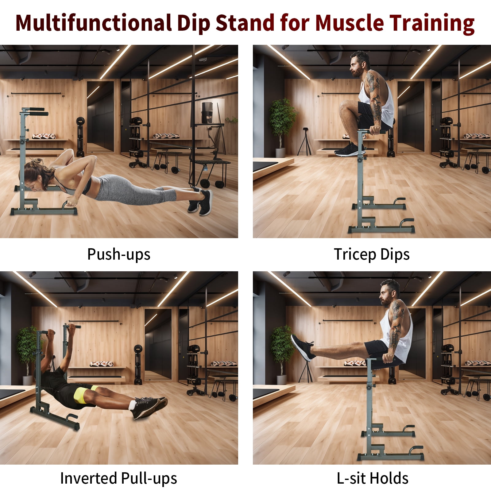 S-HOME Multi-Function Fitness Equipment Adjustable Height Power Tower Detachable Bench 330LBS Hold Capacity Home Gym Workout