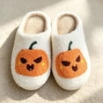 thumbnail image 6 of Shadoumai Halloween Slippers for Women Men Fall Preppy Cute Slippers Retro Plush Warm Fluffy Footwear, 6 of 8