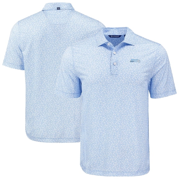 Men's Cutter & Buck Powder Blue Seattle Seahawks Pike Eco Flora Print Recycled Polo