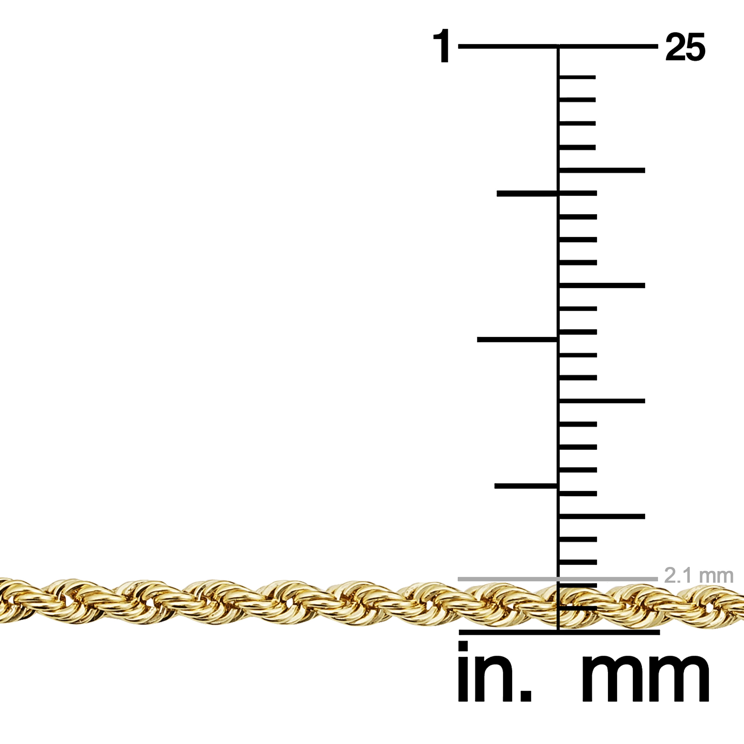 KoolJewelry Solid 14k Yellow Gold Filled Rope Chain Necklace (2.1 mm, 20 inch)
