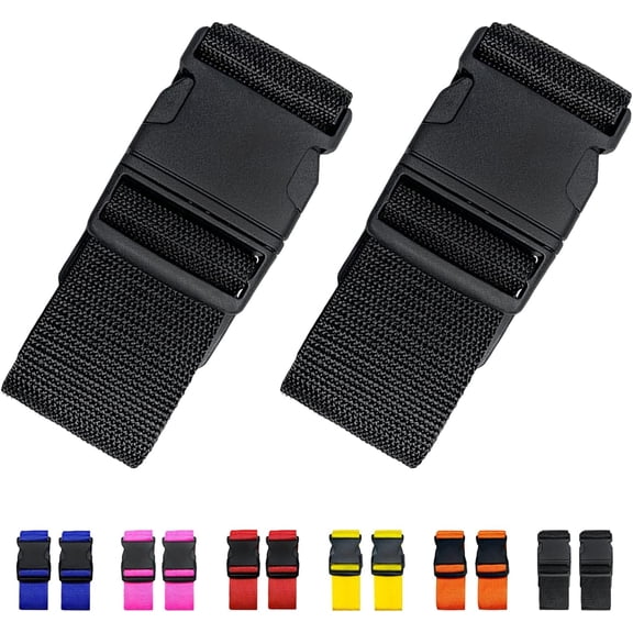 2 Pack Suitcase Straps, Bright Color Adjustable Luggage Belts, TSA Approved