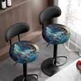 thumbnail image 2 of SEANATIVE Floral Butterfly Stool Covers Round Set of 2 12"-14" Round Stool Seat Cove Dustproof Barstools Cover Size S Soft Stool Cushion Slipcover for Circle Chair Stools, 2 of 7