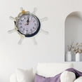 thumbnail image 4 of Reloj de pared de madera con ancla náutica, estilo mediterráneo, para decoración del hogar Azul, 4 of 9