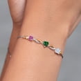 thumbnail image 4 of Gem Stone King 925 Silver and 10K Yellow Gold Pink Moissanite Green Nano Emerald Moissanite and Lab Grown Diamond Tennis Bracelet for Women By Keren Hanan (2.00 cttw, Adjustable up To 9 inch), 4 of 4