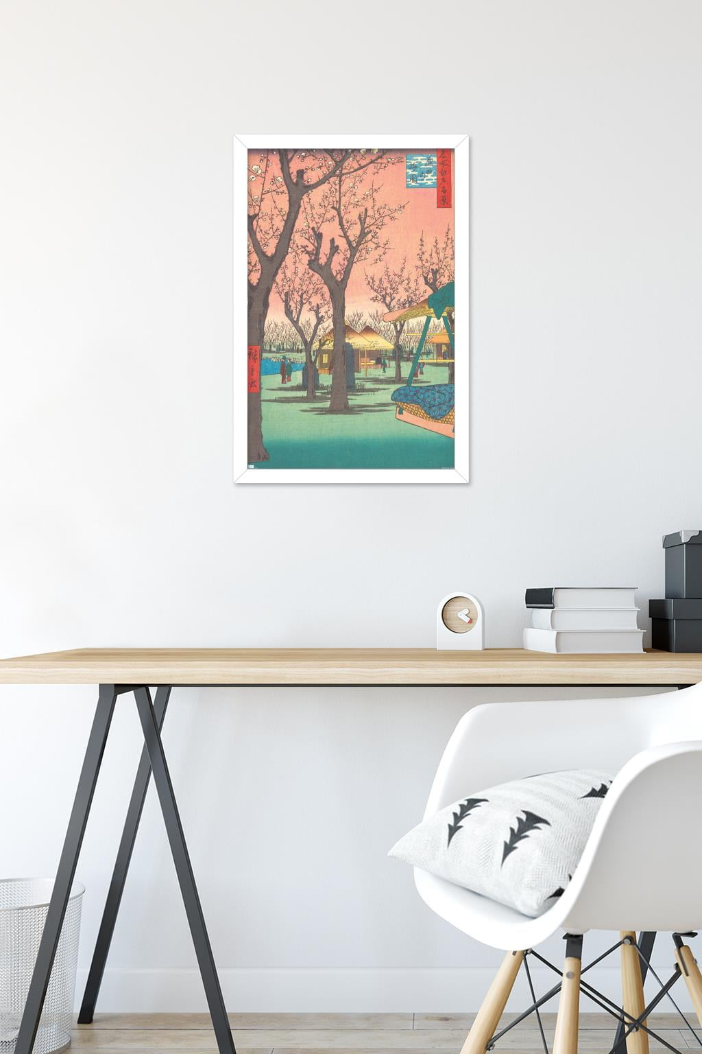 Utagawa Hiroshige - Plum Garden at Kamata Wall Poster, 14.725" x 22.375" Framed