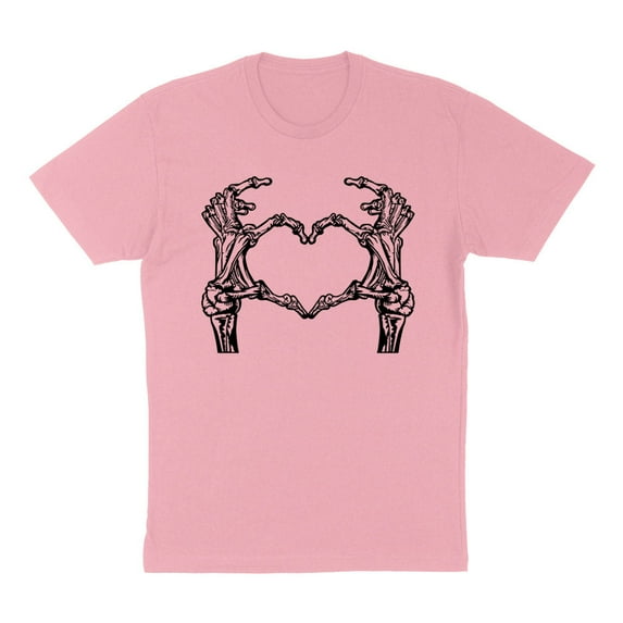 Skeleton Heart Hands Shirt Unisex Small Pink