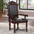 thumbnail image 3 of Traditional Dining Room Furniture 9pc Set Brown Cherry Dining Table w Leaves 2x Arm Chairs 6x Side Chairs Black Leatherette Seat, 3 of 10