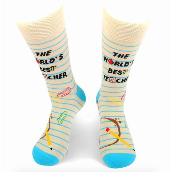 Urban-Peacock Men's Novelty Fun Socks - World's Best Teacher - Yellow - 1 Pair