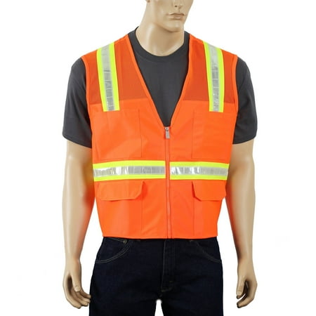 

Safety Depot Orange Reflective Breathable Mesh Safety Vest with Pockets 8038M-S