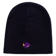 Purple Tang Embroidered Big Size Superior Cotton Short Knit Beanie - Navy XL-3XL