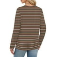 thumbnail image 4 of Nokdvo Trendy Sweatshirts for Women Lightweight Plaid Crewneck Pullover Long Sleeve Casual Loose Fitting T Shirts,Light Brown M, 4 of 5