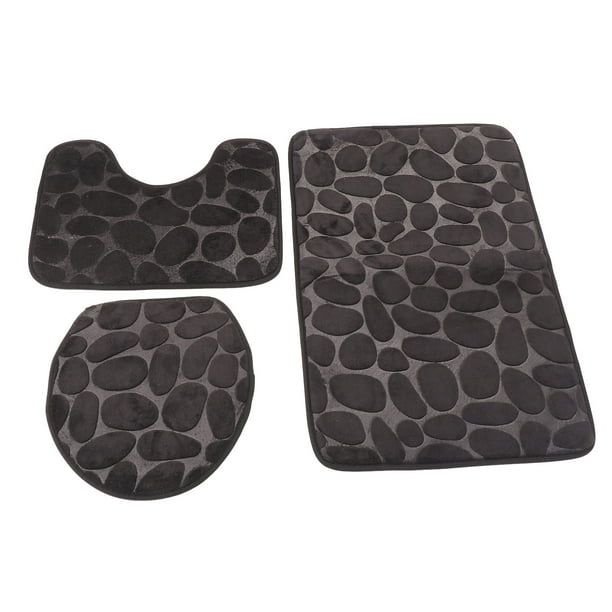 Tapete Para Tapa De Inodoro, Tapete Absorbente De Agua Para Contorno De Inodoro, Alfombras De Baño Con Relieve De Guijarros, Juego De 3 Piezas Para Niños Y Adultos