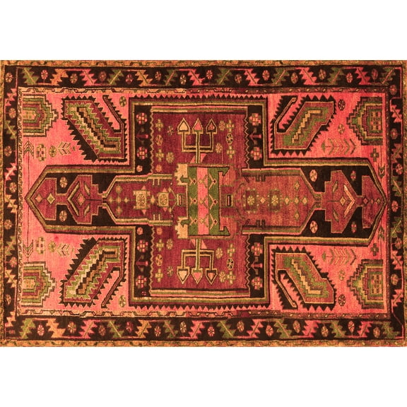 Ahgly Company Indoor Rectangle Persian Orange Traditional Area Rugs, 5' x 7'