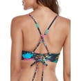 thumbnail image 3 of RELLECIGA Women's Color Block Strappy Longline Triangle Bikini Top Size Medium, 3 of 8