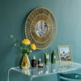 thumbnail image 3 of Decorative Woven Paper Rope Round Shape Bamboo Wood Modern Hanging Wall Mirror, 3 of 6