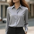 thumbnail image 2 of purcolt Women's Long Sleeve Button Down Dress Shirts Stretch Slim Fitted Wrinkle Free Formal Dressy Casual Business Work Office Tops, 2 of 3