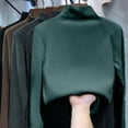 thumbnail image 2 of Women's Plain T-Shirt Blouses Slim Fitted Long Sleeve Mock Turtle Neck Layering Fall Winter Cute Tee Tops,Green,M, 2 of 5