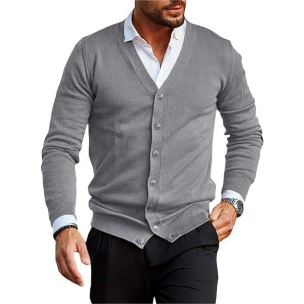 Chaqueta tipo cárdigan de punto con cuello en V para hombre