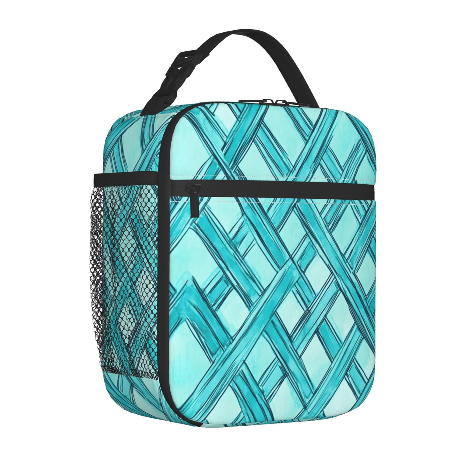 Lunch Bag For Women Men Insulated Portable Lunch Box Bento Box Office Picnic Travel Cooler Bag Turquoise Moroccan Trellis Hand-Drawn Sketch_62922_2
