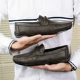 thumbnail image 6 of Men's Casual Loafers Slip On Leather Shoes Comfortable Lightweight Driving Shoes Male Moccasins Classic Penny Loafer Flats Boat Shoes Outdoor Walking Shoes, 6 of 15