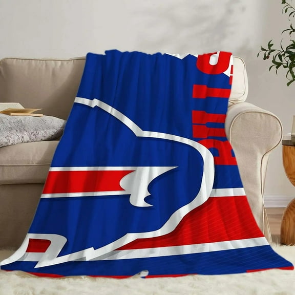 Flannel Blanket Featuring The Bills Team Emblem Versatile for Use on Sofas, Beds, During Camping, And While Traveling. Provides Warmth Throughout The Year, Making It a Perfect Gift for Holidays Like