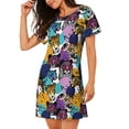 thumbnail image 2 of Daiia Chemise de Nuit Rétro Imprimé Panthère pour Femmes, Manches Courtes, Robe Douce, 2 of 6