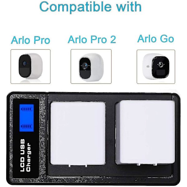 Chargeur de Batterie Double pour Batterie Arlo Pro, Batterie Arlo Pro 2, Batterie Arlo Go, Chargeur de Batterie LCD