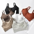 thumbnail image 4 of POINTERTECK Stylish Women Solid Color Padded Wireless Elastic Ribbed Tube Top Bra Underwear Apricot One Size, 4 of 13