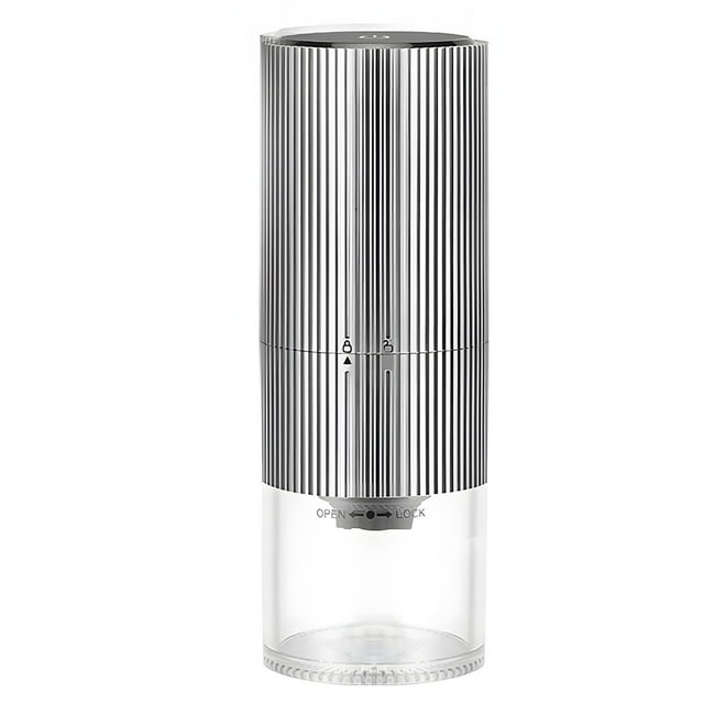yeacher HB-987 Electric Coffee Grinder with Ceramic Core, Adjustable Grind Size, LED Touch Screen, Portable Design, Type-C Charging, Built-in Battery, Silver