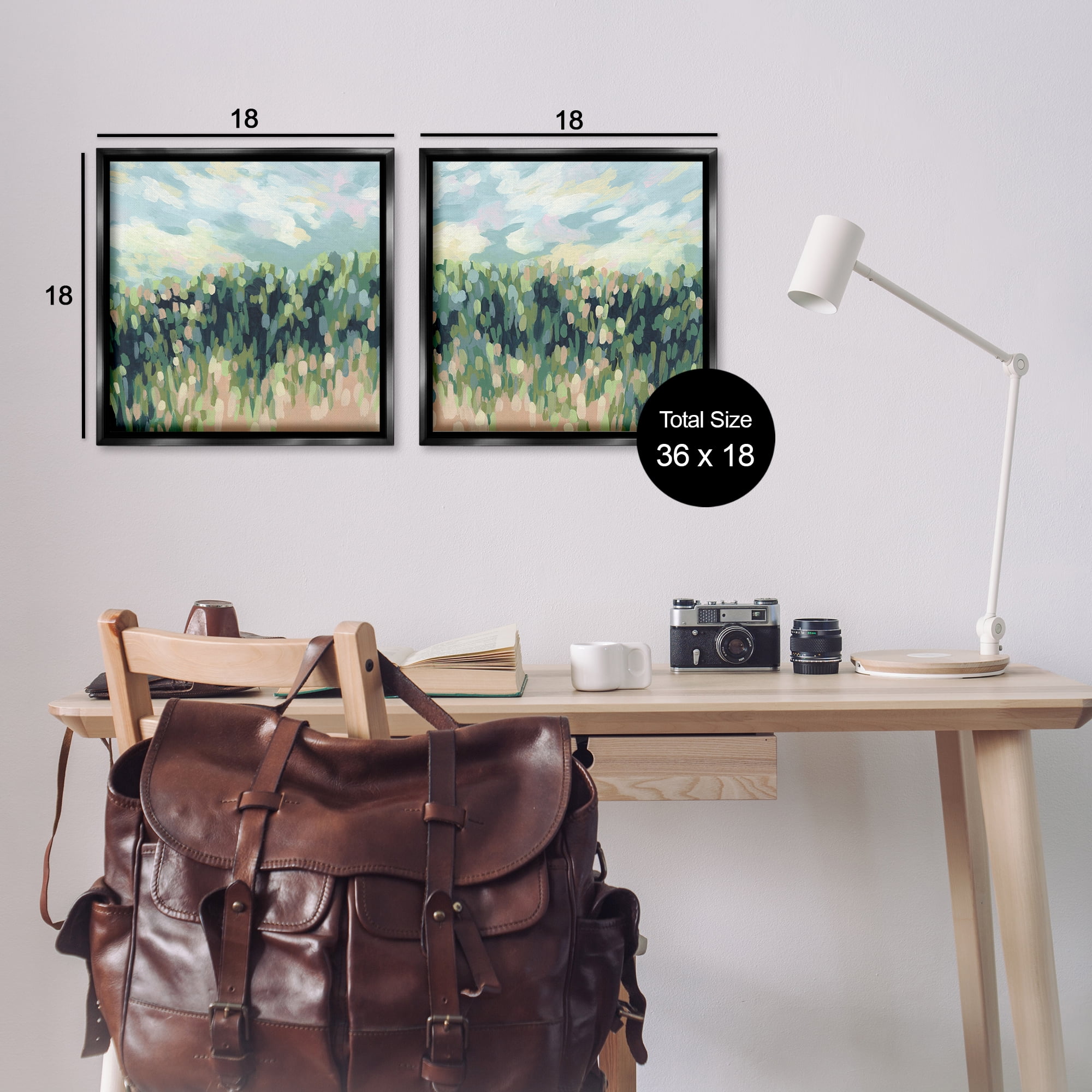 Stupell Industries Abstract Tall Wheat Grass Field Landscape & Nature Painting Black Floater Framed Canvas Art Print Wall Art, 18 x 18, Set of 2