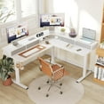 63'' L Shaped Standing Desk Electric Corner Table with Monitor Shelf 4