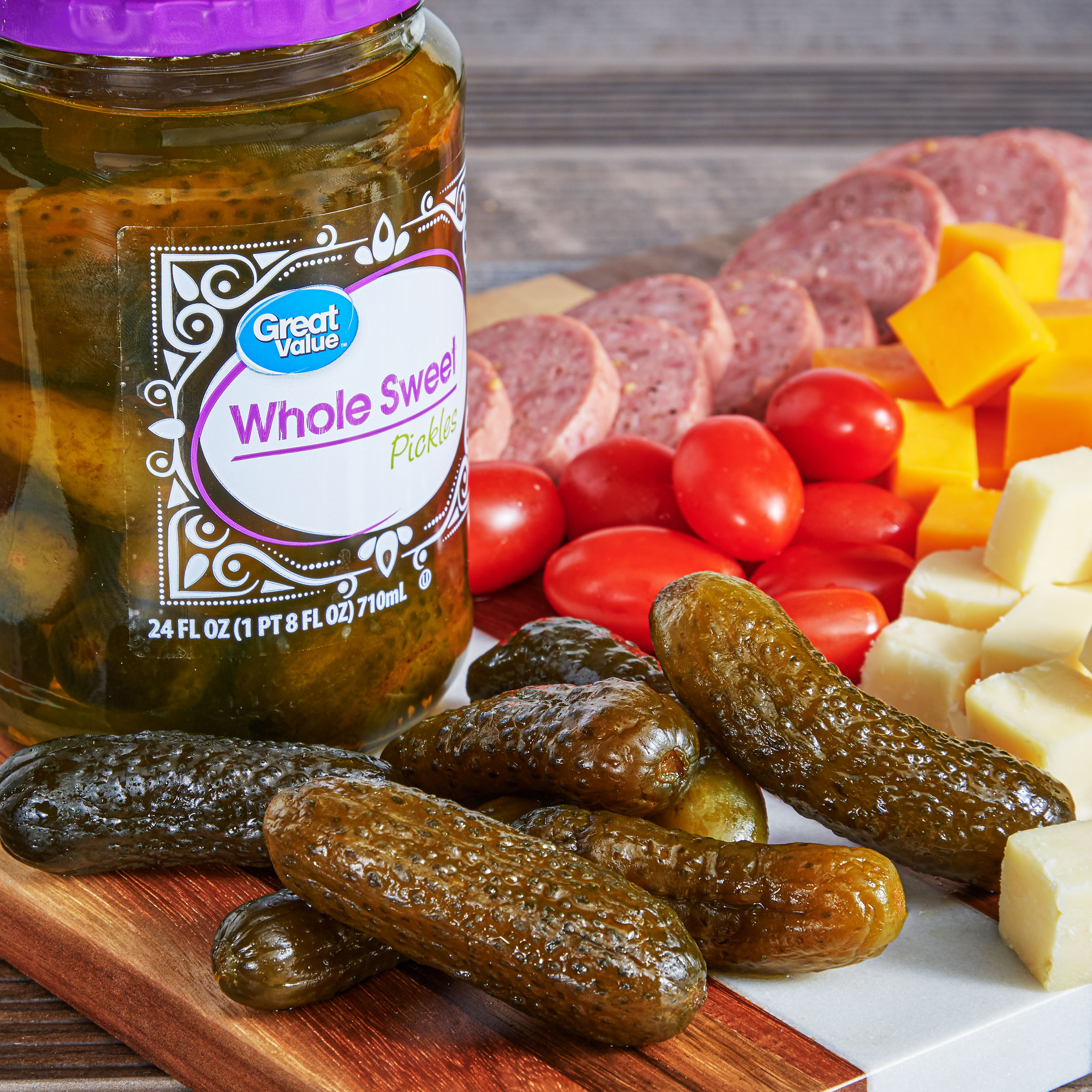 (2 Pack) Great Value Whole Sweet Pickles, 24 fl oz