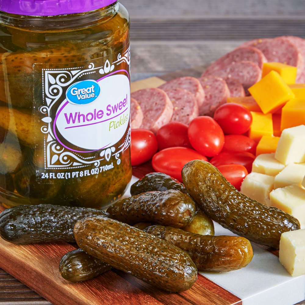 (2 Pack) Great Value Whole Sweet Pickles, 24 fl oz