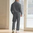 thumbnail image 6 of Txeol Men's Ribbed Knit Henley Sweatsuit with Elbow Patches 2 Piece Long Sleeve Sweatshirts and Straight Leg Pants Sets Lightweight Outdoor Loungewear Suits,M,Gray, 6 of 8