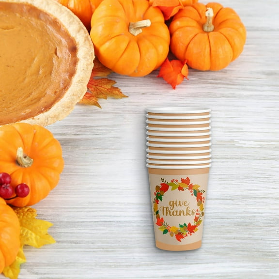 Thanksgiving Disposable Paper Cups Party Banquet Tableware Holiday Celebration Supplies 10 Pack - Hygienic Safe Economical Choice(C)