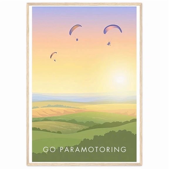 Go Paramotoring Travel Poster Paragliding Print Powered Paraglider Outdoor Wall Art Modern Wall Decor