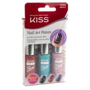 Kiss Salon NAIL ART PAINTS with Bonus Stickers:  3 Paints (.25 fl oz each), 1 Sheet of Stickers