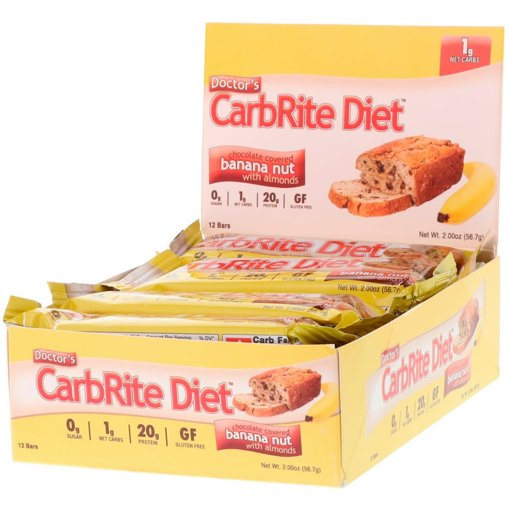 Doctor's CarbRite Diet Bar, Banana Nut , 21g Protein, 12 Ct Walmart