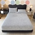 thumbnail image 7 of Todaioua Winter Plush Fitted Sheet 120x200cm Thickened Milk Velvet Bed Cover Non Slip Mattress Protector Fleece Lined Warm Bedding for Bedroom Queen Full Size, 7 of 7