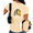 Apricot, variant on Women's Worn Dark Vintage Dark Soul Rib Skeleton Sunflower Arched Floral Inspirational Graphic Short Sleeve T-Shirts Black Tops