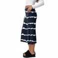 thumbnail image 4 of Women's Fold Over Capri Pants Y2K Low Rise Wide Leg Flowy Gaucho Pants Summer Striped Going Out Yoga Capris Navy S, 4 of 7