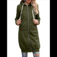 thumbnail image 3 of Sudadera con Capucha y Cremallera para Mujer, Chaqueta Informal de Larga para Otoño, Chaquetas Largas de Otoño con Bolsillos, Túnica Verde L, 3 of 9