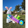thumbnail image 4 of 4 Foot Tall Easter Inflatable Happy Bunny Rabbit Pushing Wheelbarrow with Two Eggs Pre-Lit LED Lights Outdoor Indoor Holiday Blow up Lighted Yard Lawn Home Family Outside Decor Party Decoration, 4 of 4