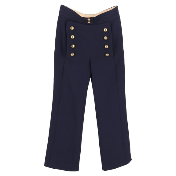 Pre-Owned Chloé Wide-Leg Sailor Pants in Navy Blue Wool