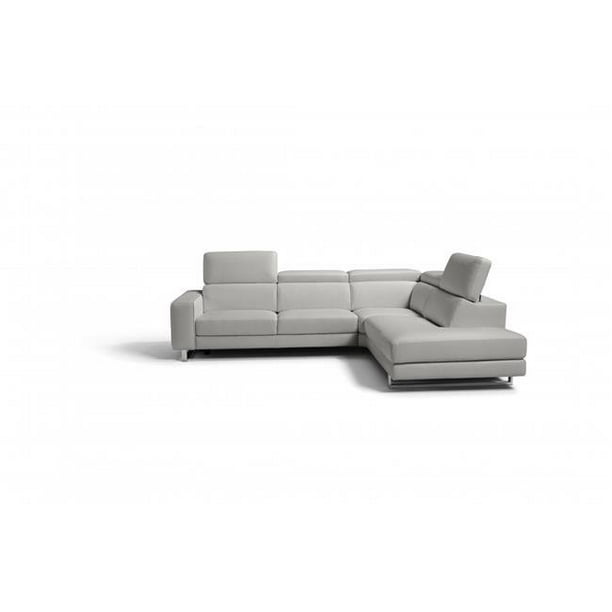 32 X 121 X 69 In Adriano Left When Facing Warm Gray Top Grain Leather Adjustable Headrest Chaise Sectional Sofa Walmart Com Walmart Com