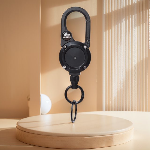Llavero de cuerda de alambre exterior con clip de correa cadena de llave retráctil con llavero telescópico de brújula para acampar senderismo